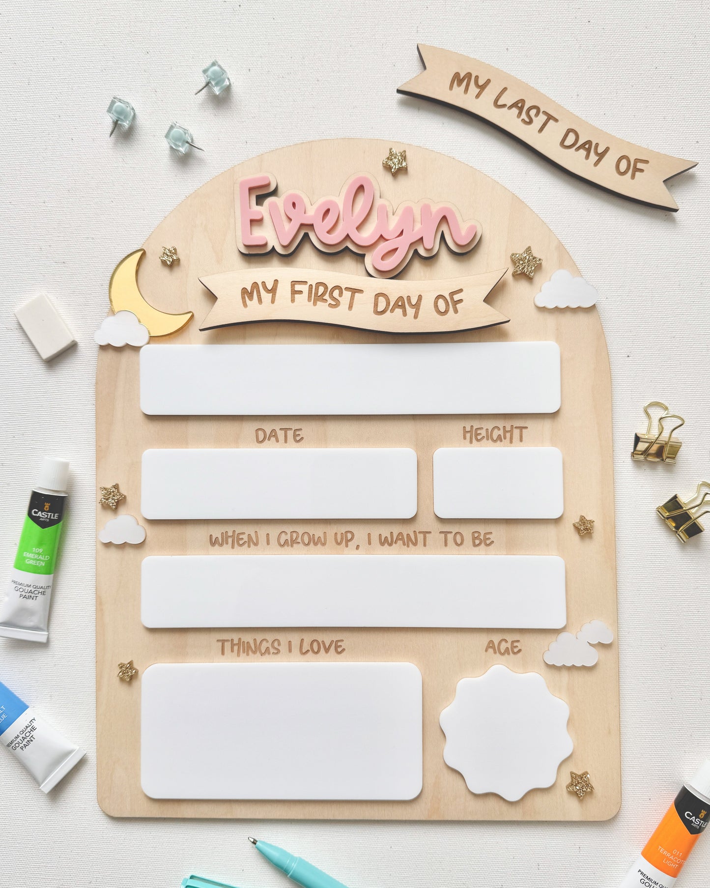 Moon and Stars First and Last Day of School Sign