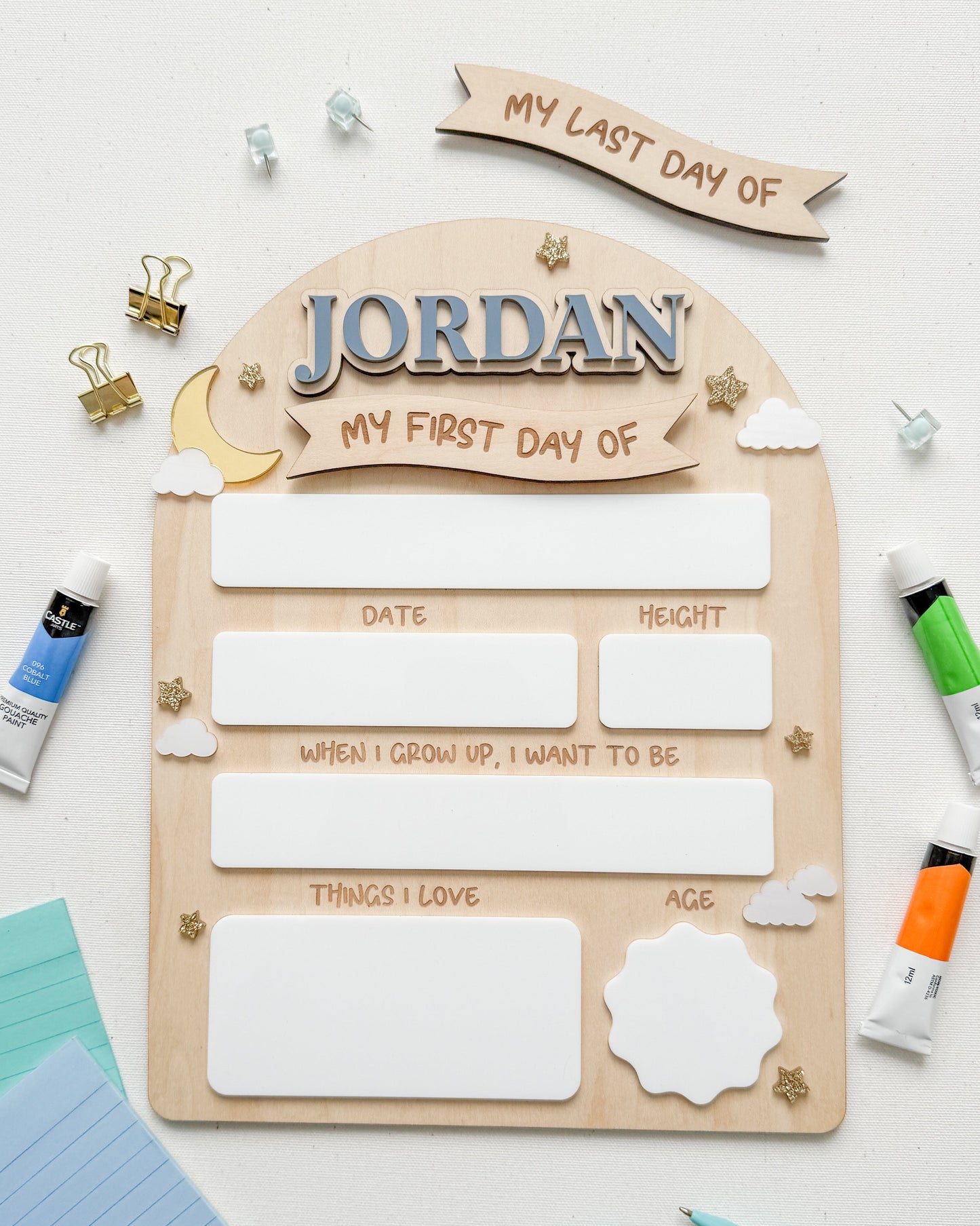 Moon and Stars First and Last Day of School Sign