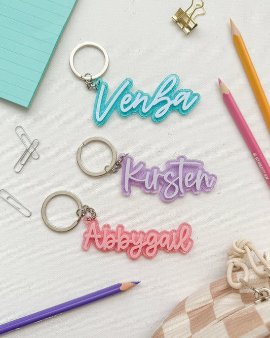 Glitter Backpack Tag Keychain