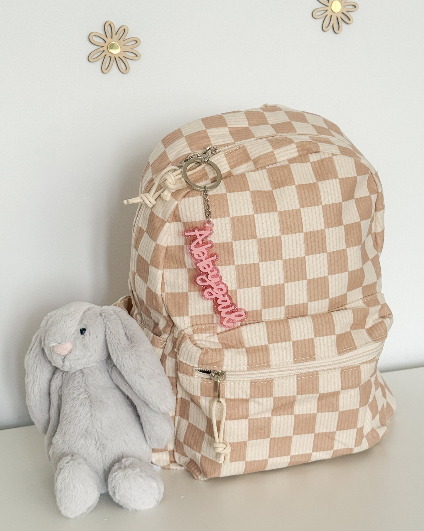 Glitter Backpack Tag Keychain