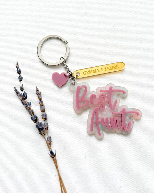 Personalized Best Aunt Keychain