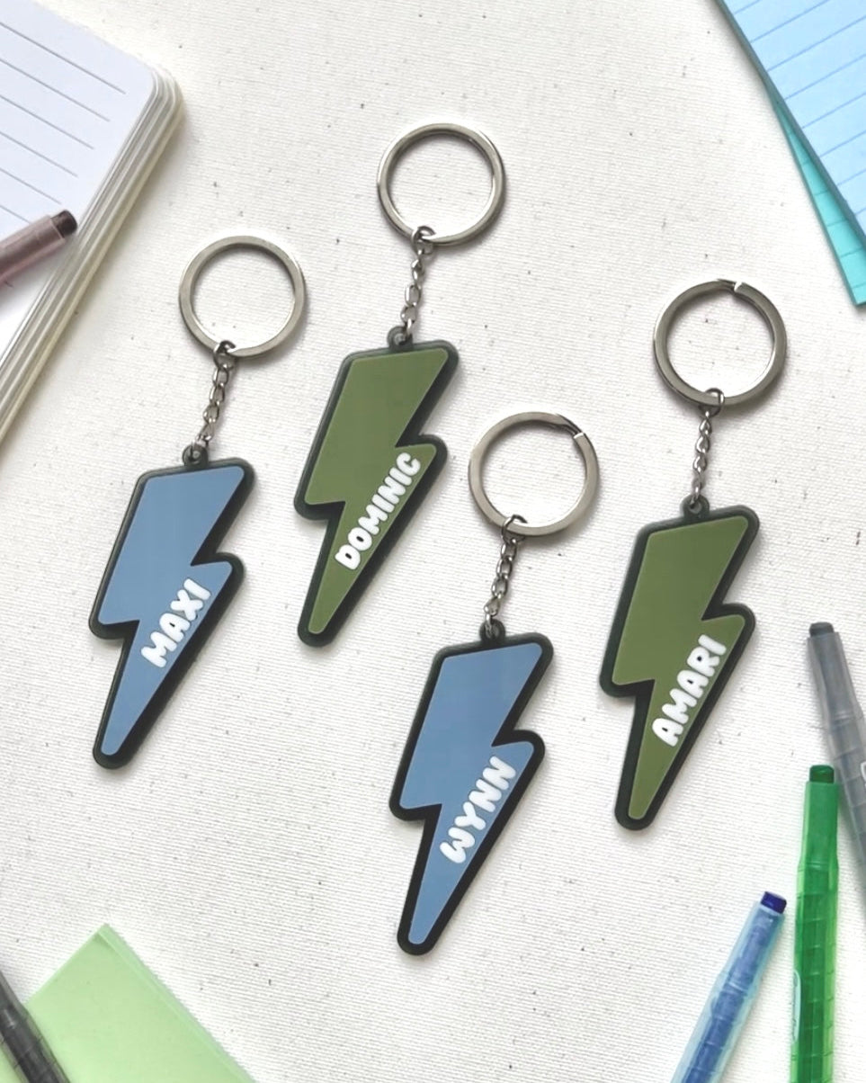 Lightning Bolt Kids Backpack Keychain Tag