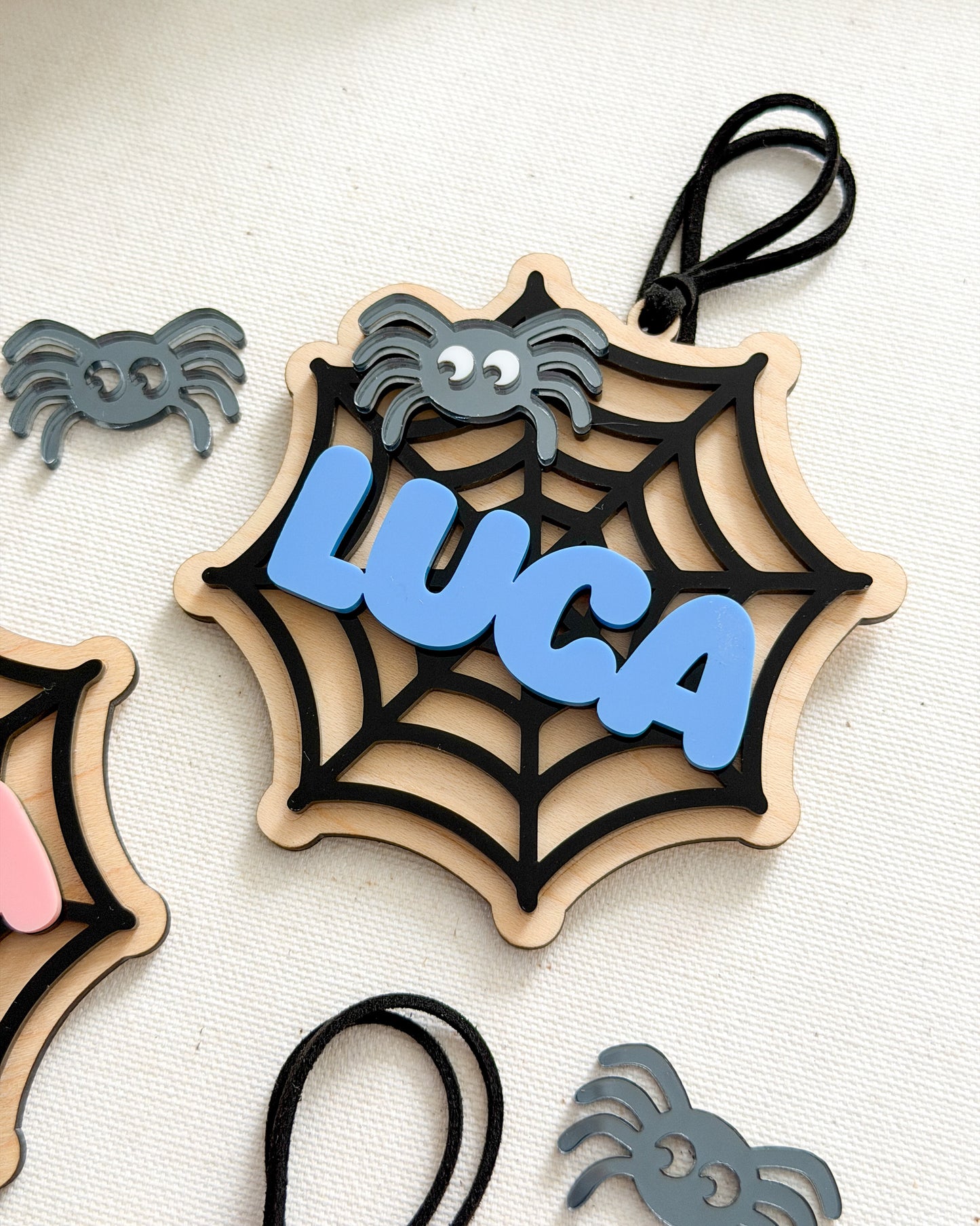 Spider Web Halloween Basket Name Tag