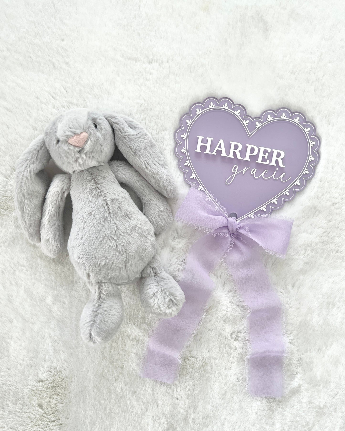 Acrylic Heart Lace Name Plaque