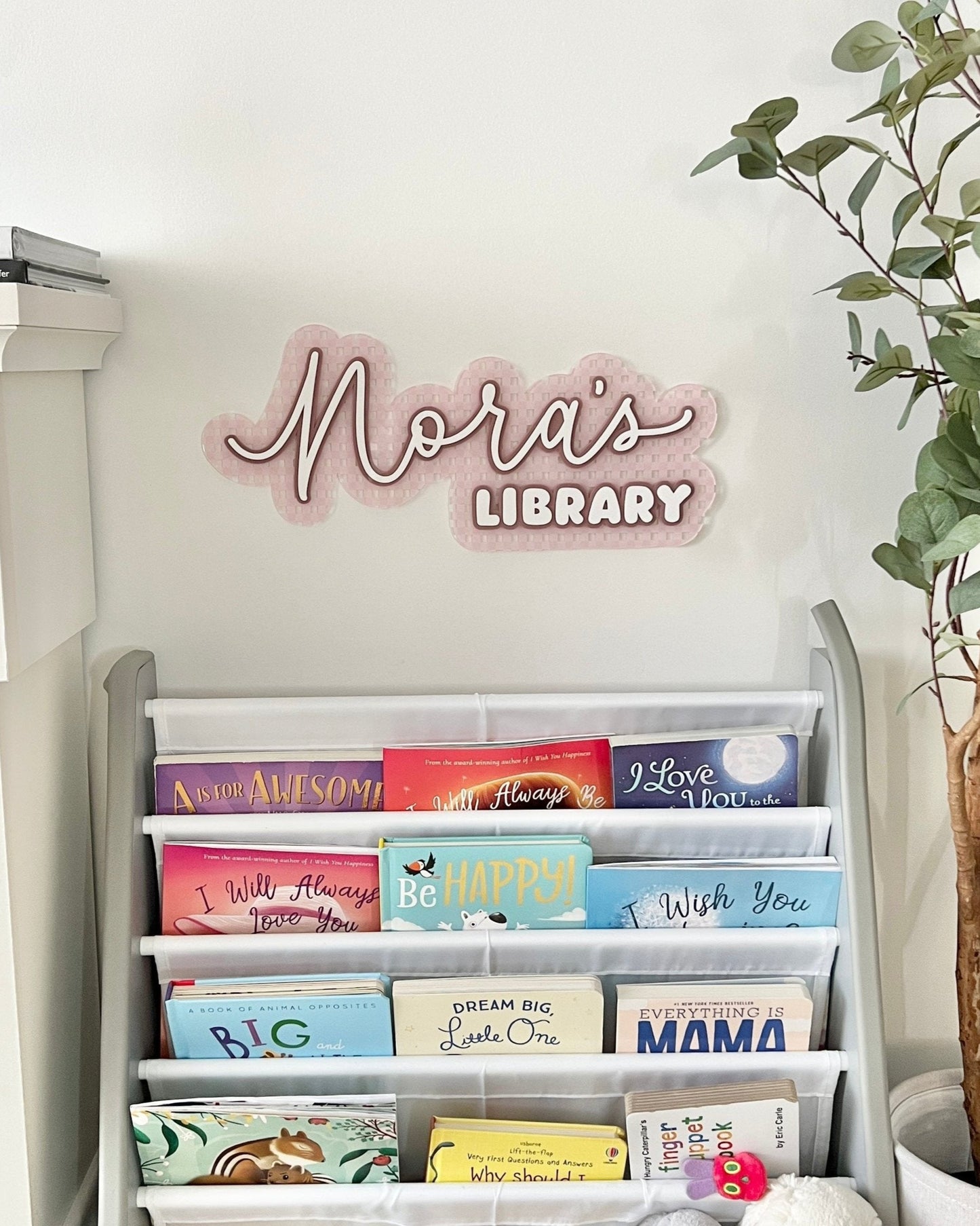 Personalized Gingham Acrylic Library Sign for Little Bookworms