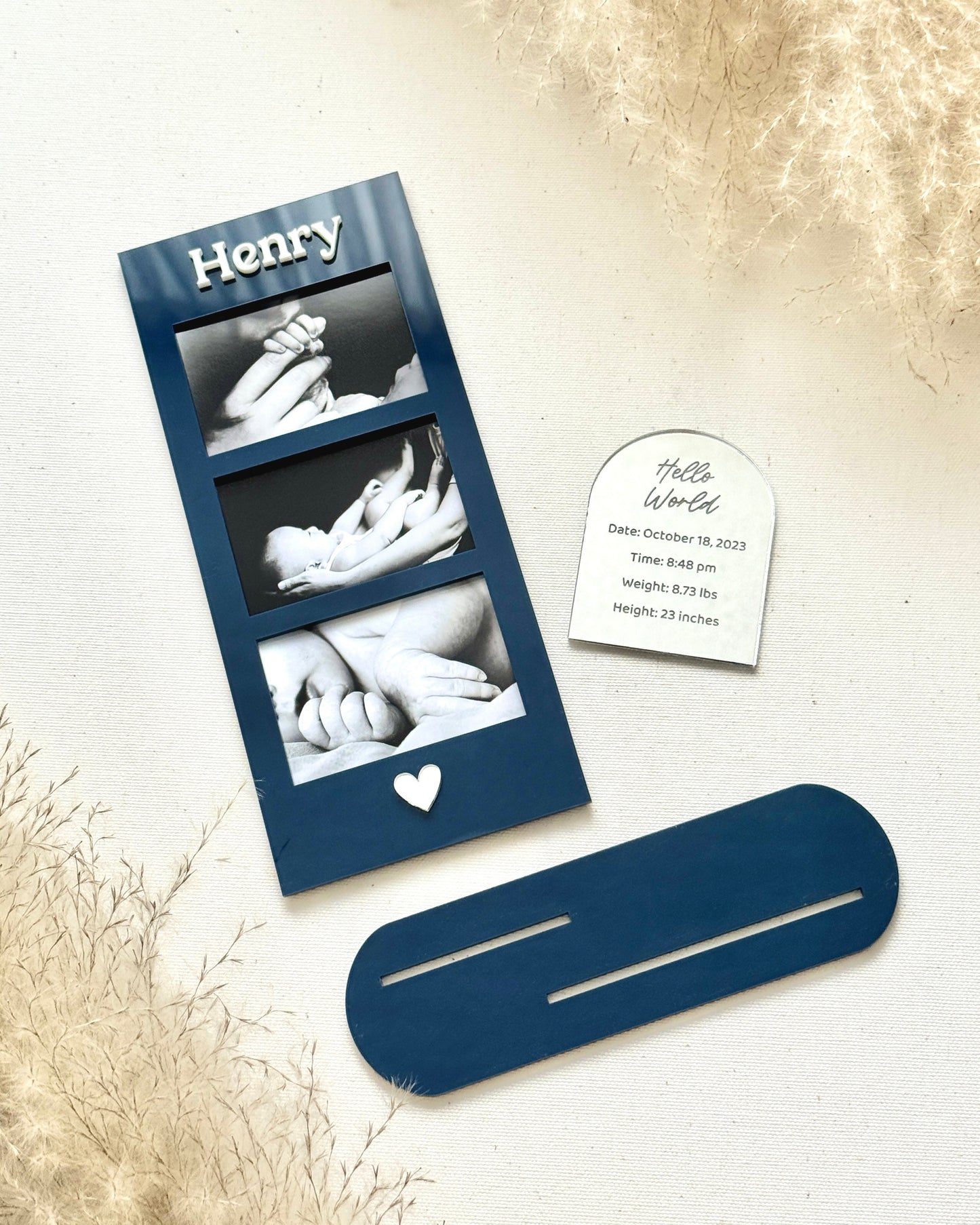 3 Photo Birth Stat Frame