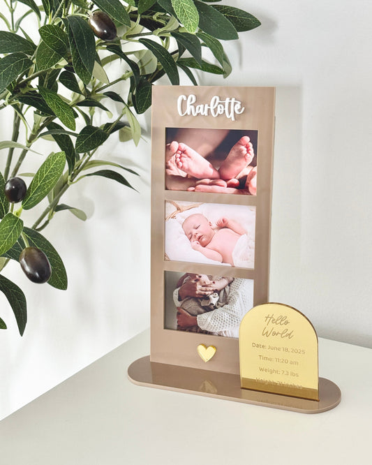 3 Photo Birth Stat Frame