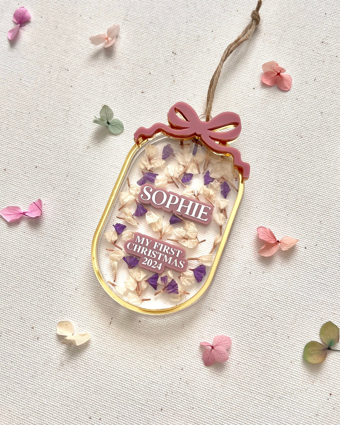 Floral Baby First Christmas Ornament