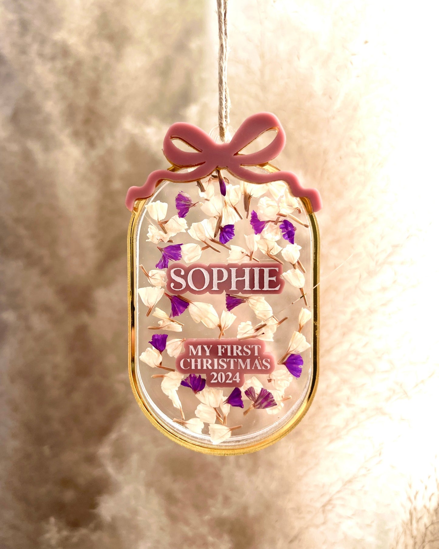 Floral Baby First Christmas Ornament