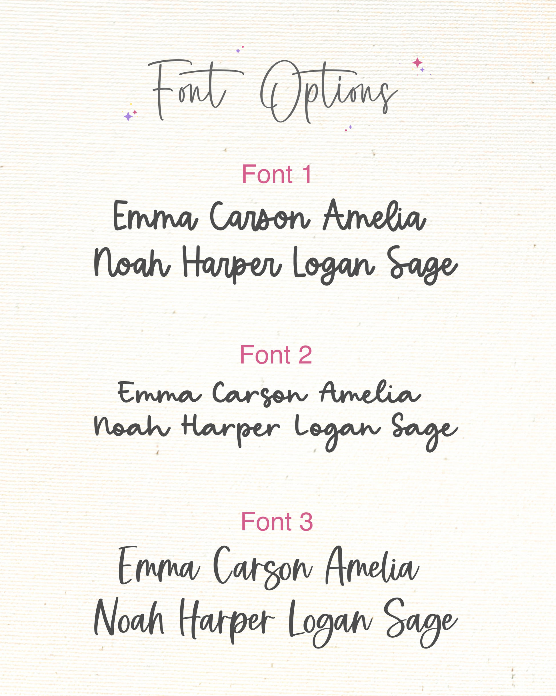 Comparison of three font styles on a white background
