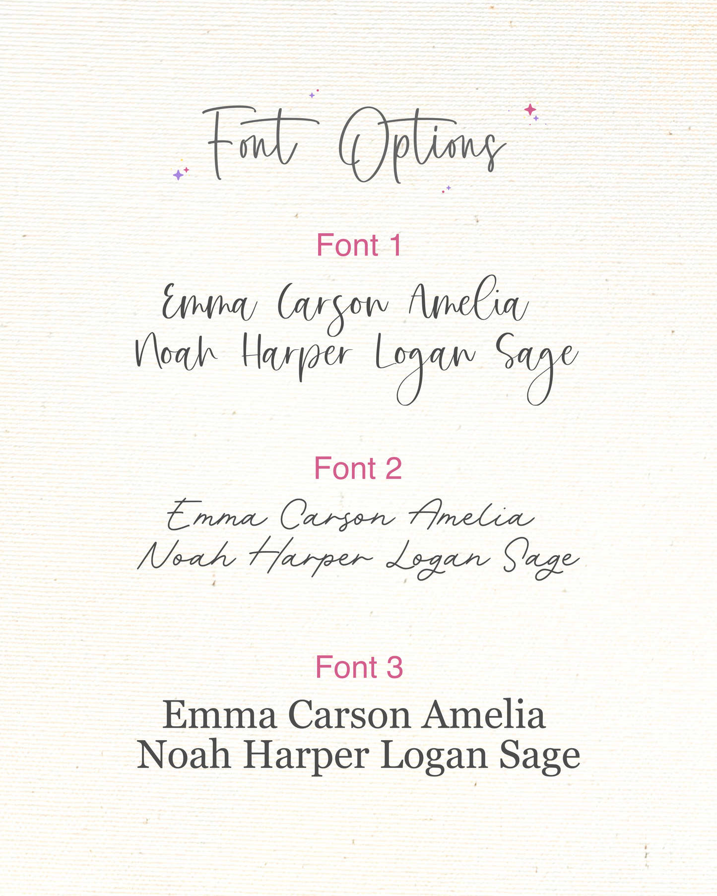 Comparison of three different font styles on a light background