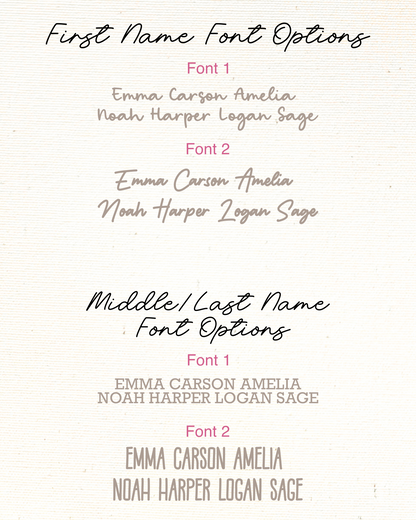 Comparison of two font styles for first and middle/last names on a light background