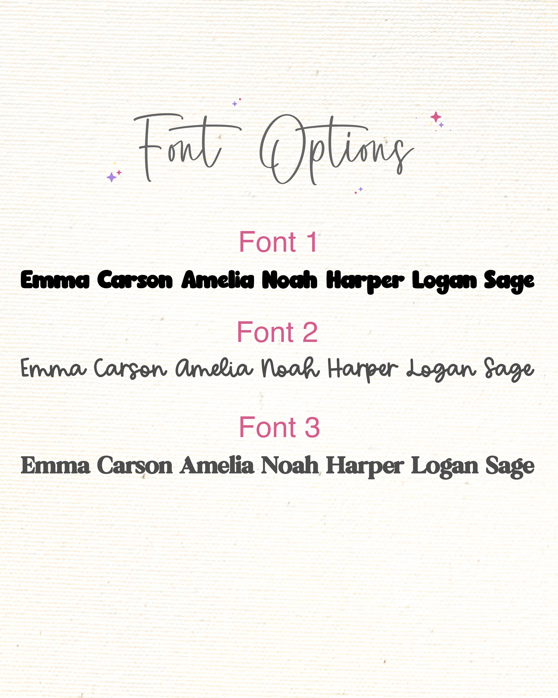 Comparison of three different fonts on a white background