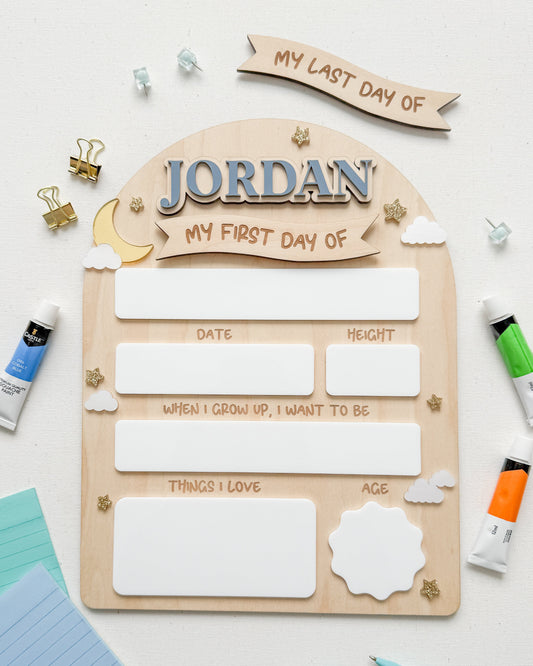 Moon and Stars First and Last Day of School Sign