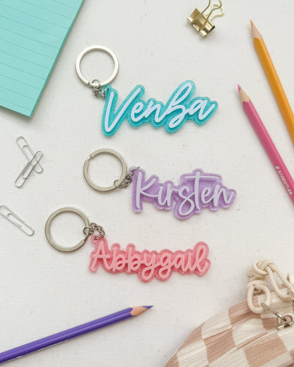 Glitter Backpack Tag Keychain