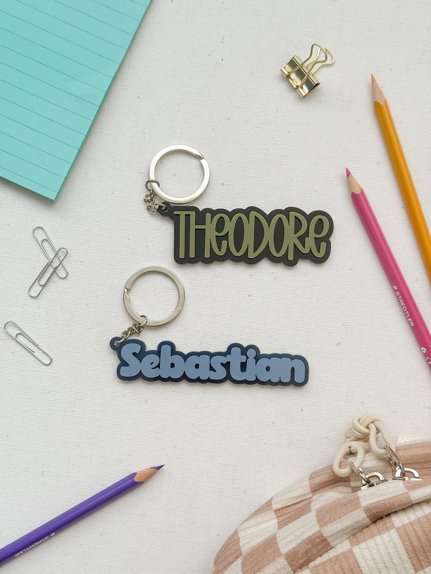 Two Tone Kids Backpack Keychain Tag