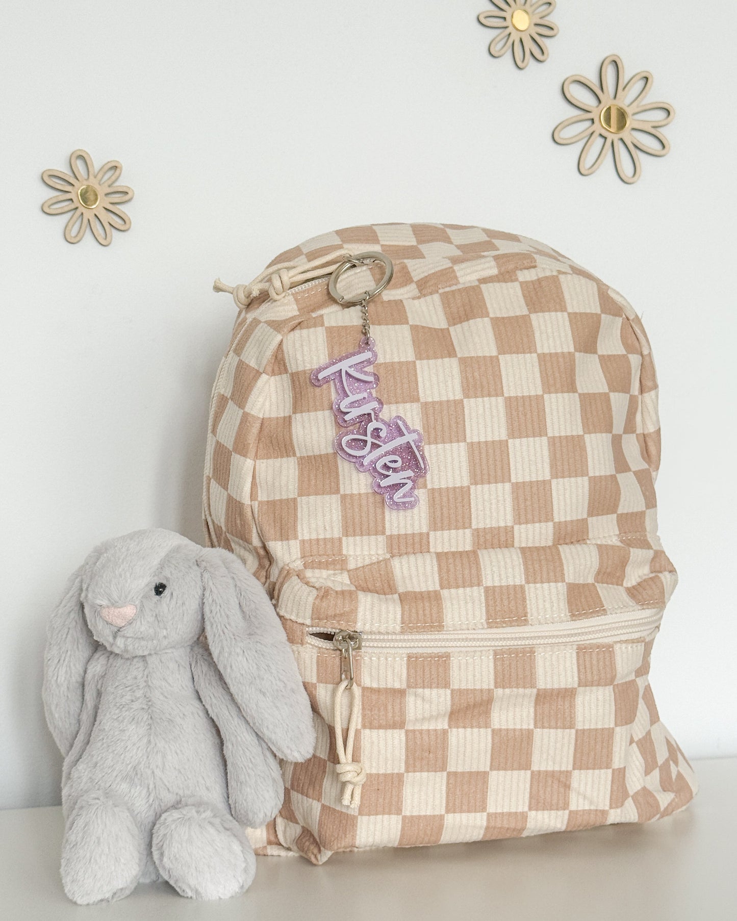 Glitter Backpack Tag Keychain