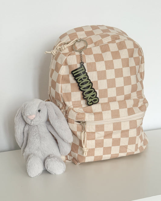 Two Tone Kids Backpack Keychain Tag