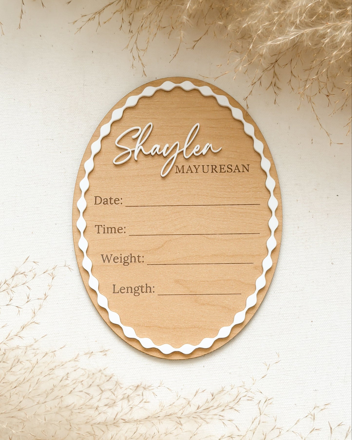 Boho Oval Birth Stat Sign