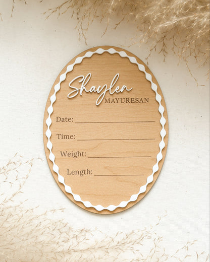 Boho Oval Birth Stat Sign