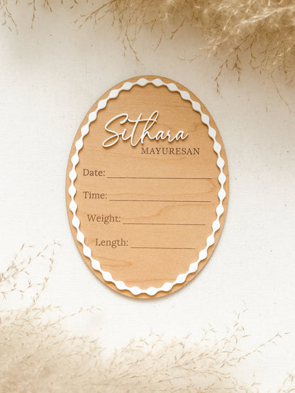Boho Oval Birth Stat Sign