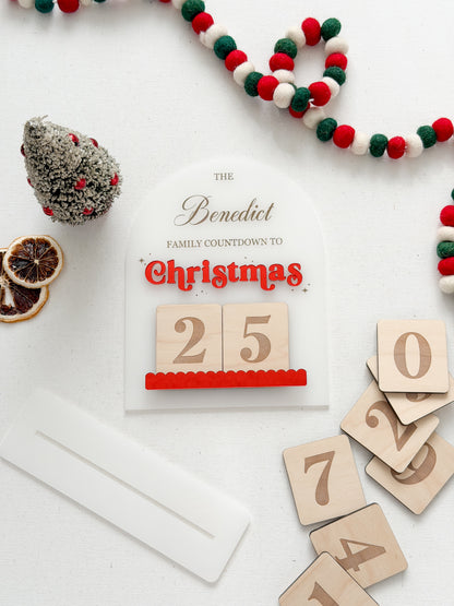 Arch Family Christmas Countdown Board