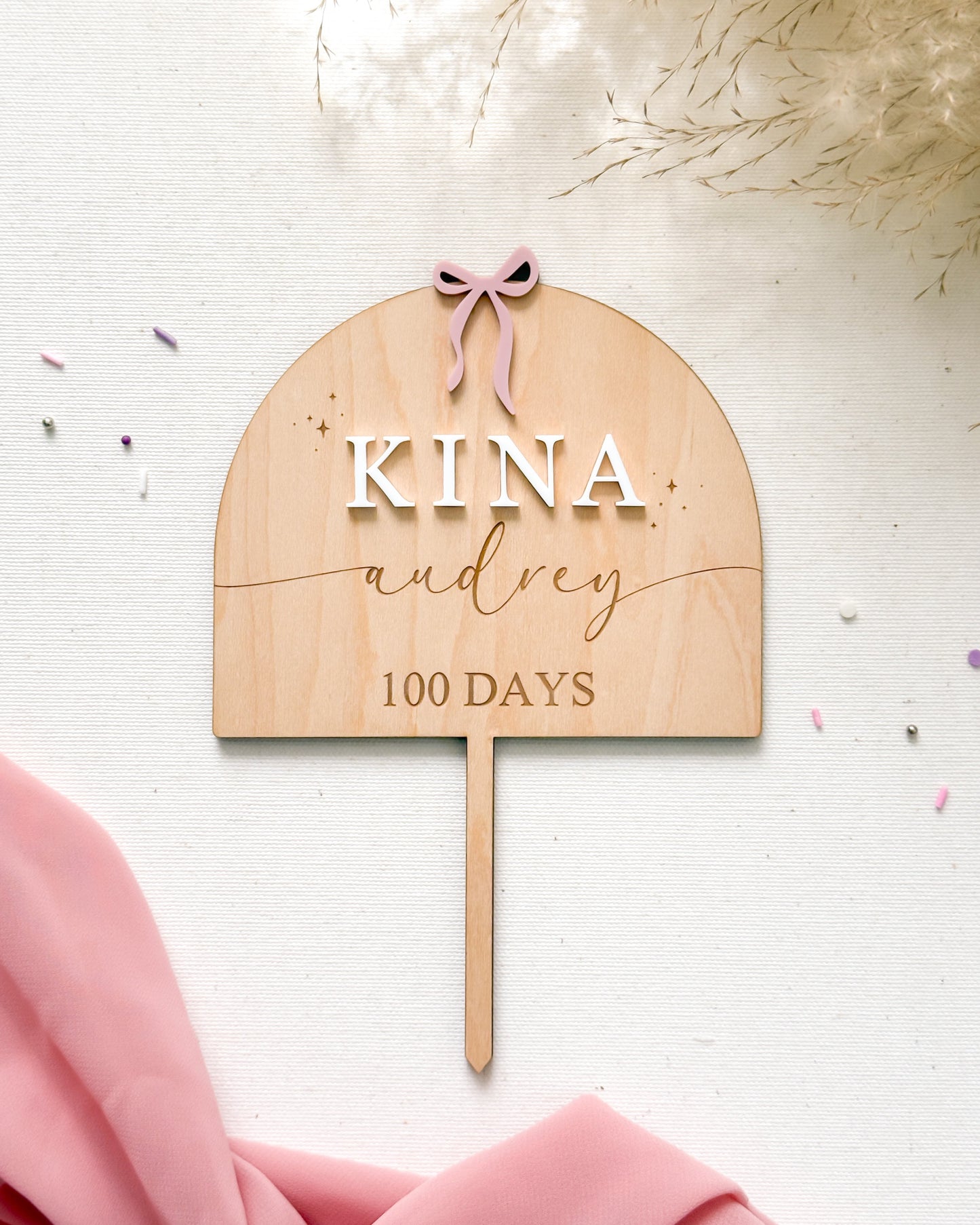 Arch Coquette Bow Birthday Cake Topper