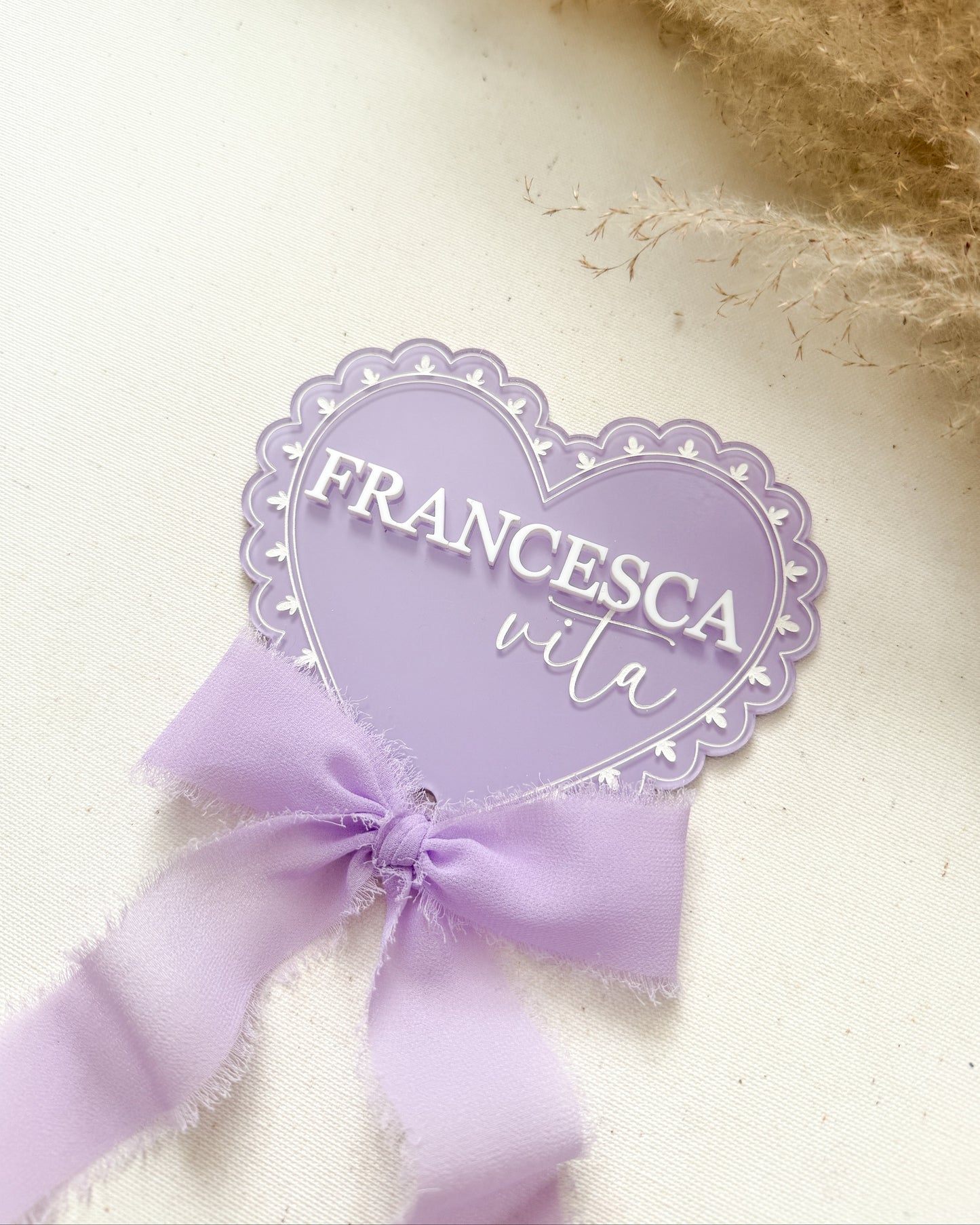 Acrylic Heart Lace Name Plaque