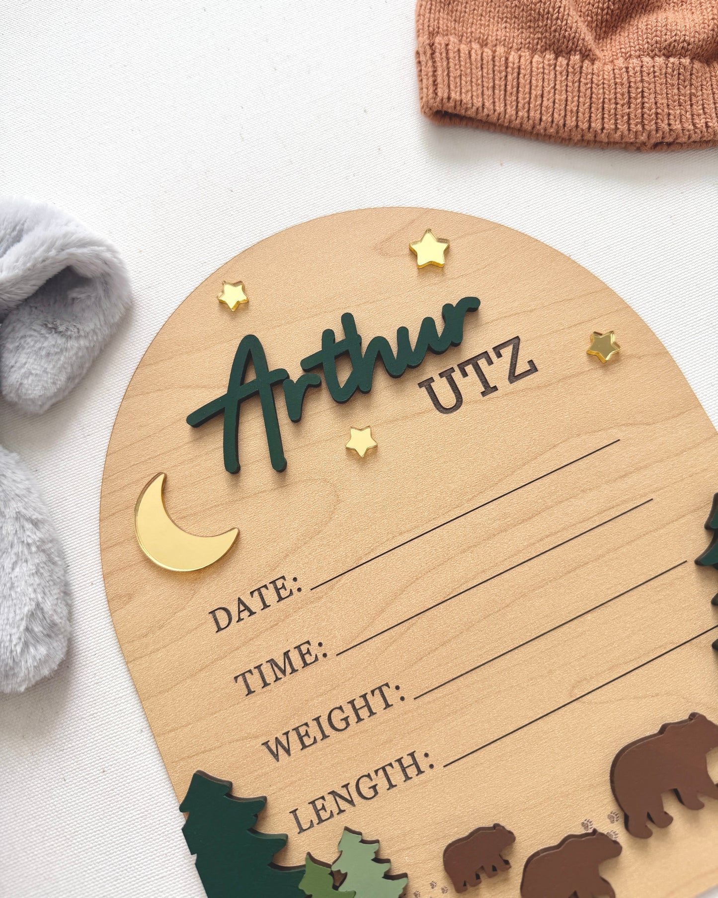 Woodland Birth Stat Sign