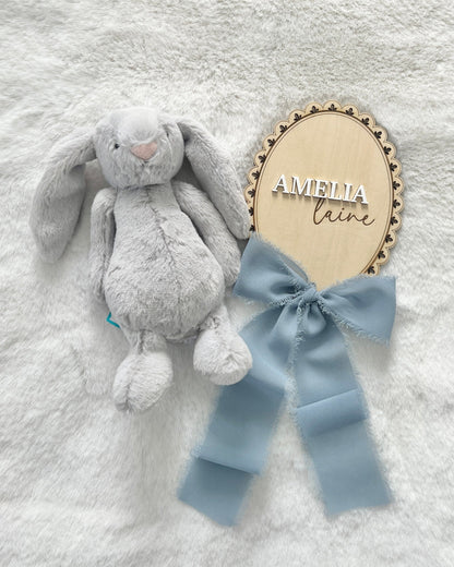 Wood Oval Lace Name Plaque