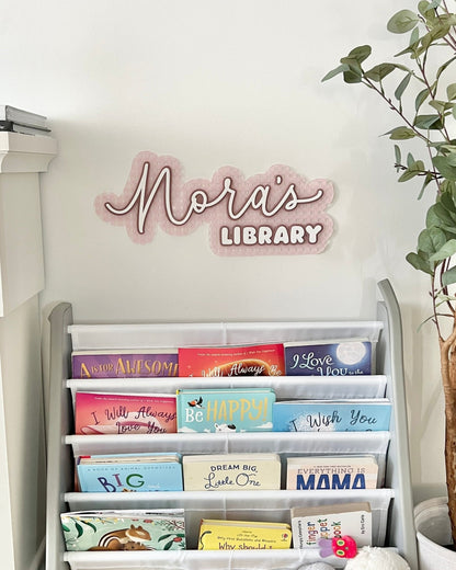 Personalized Gingham Acrylic Library Sign for Little Bookworms