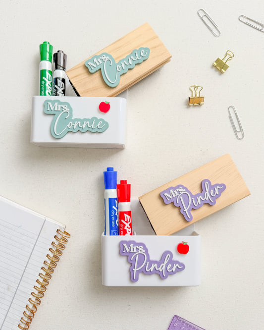 Magnetic Teacher Dry Erase Marker Holder and Eraser Set