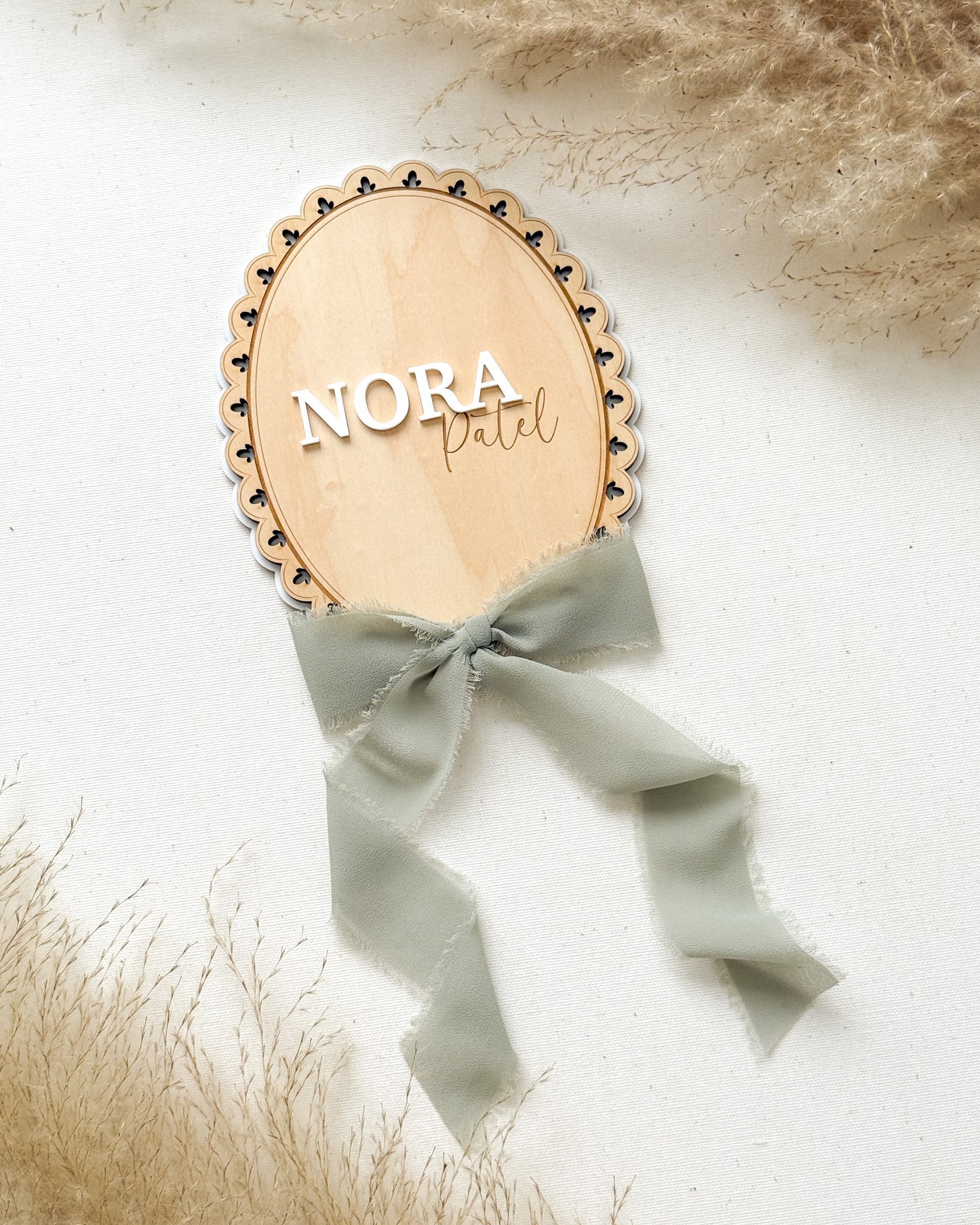 Wood Oval Lace Name Plaque