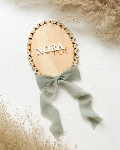 Wood Oval Lace Name Plaque