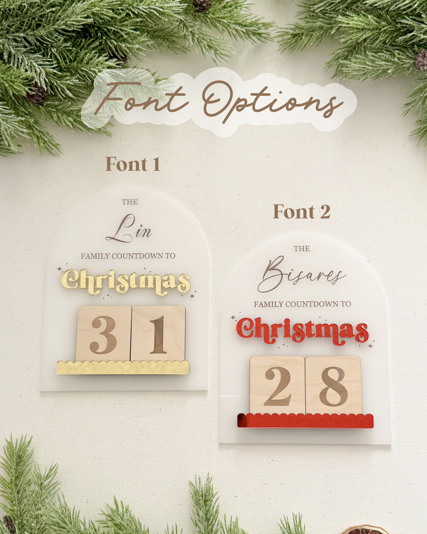 Arch Family Christmas Countdown Board