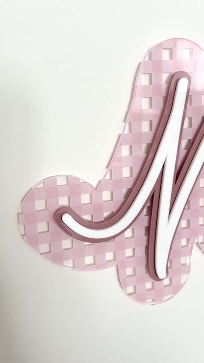 Personalized Gingham Acrylic Library Sign for Little Bookworms